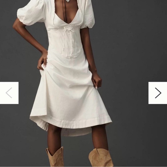 Anthropologie Dresses & Skirts - Anthropologie White High-Low Midi Dress with Sweetheart Neckline